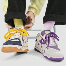 雙星1雙運動風鴛鴦色情情侶運動鞋低筒厚底透氣拼色戶外防滑耐用樂福鞋男女休閒鞋 - 彩色 - 查看 4