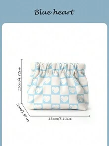1PC-Cute Makeup Bag - Waterproof Shrapnel Print Storage Bag - Carry Lipstick Mini storage purse - Blue heart - View 11