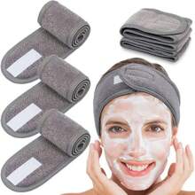1 pieza Diadema facial para spa y maquillaje para lavarse la cara, diadema para ducha, baño, deporte, diadema para niñas, de poliéster ajustable con y antideslizante (color aleatorio)