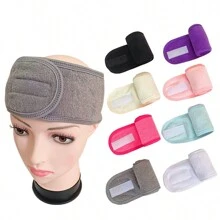 1 pieza Diadema facial para spa y maquillaje para lavarse la cara, diadema para ducha, baño, deporte, diadema para niñas, de poliéster ajustable con y antideslizante (color aleatorio)