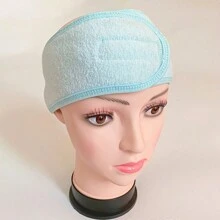 1 pieza Diadema facial para spa y maquillaje para lavarse la cara, diadema para ducha, baño, deporte, diadema para niñas, de poliéster ajustable con y antideslizante (color aleatorio)