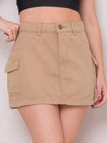 Women Denim Skirts - Màu be - Xem 2