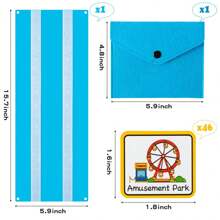 48Pcs Visual Schedule for Kids Home Chore Chart Routine Cards with Portable Pocket Visual Aids Wall Planner Speech Delay Learning Materials for Home School ADHD  Preschool Children - Blue - View 2