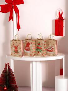 一套聖誕麋鹿、聖誕帽、聖誕樹、聖誕雪橇、印花禮品手提袋