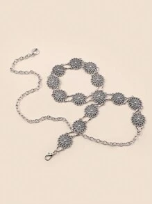 1 Miếng 15 Tròn Lá Mẫu 8 Từ Trang trí chuỗi Eo Thắt lưng , Thích hợp Đối với Mặc hàng ngày Với Tông màu bạc Phong cách Bohemian Sắt Chuỗi - Bạc - Xem 5