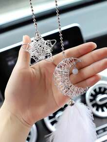 真羽毛星月後視鏡掛飾 - 白色 - 查看 5