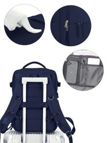 男士旅行背包工作包，手提行李箱，防水商務大型背包週末包，帶USB充電口的輕巧耐用筆記本電腦背包，適合15.6英寸筆記本電腦，女性旅行背包，多功能多層口袋與鞋履，適用於旅遊商務旅行上學和工作，戶外情人節禮物男女皆宜的禮物 - 藏蓝色 - 查看 9