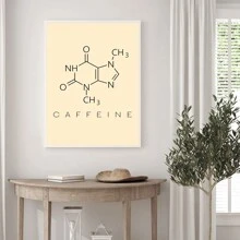 咖啡因分子壁藝術,可列印,適用於咖啡和茶愛好者、科學和化學迷、廚房、辦公室、宿舍裝飾,無框