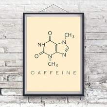 咖啡因分子壁藝術,可列印,適用於咖啡和茶愛好者、科學和化學迷、廚房、辦公室、宿舍裝飾,無框