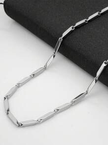 1pc Rough Titanium Steel Hexagon Grinding Men's Necklace, Thick Chain Necklace - Silver - View 3