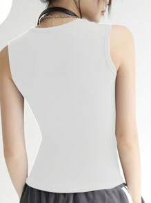 女士白色套裝內衣背心 Ins 时尚短款上衣露肚脐 - 白色 - 查看 3