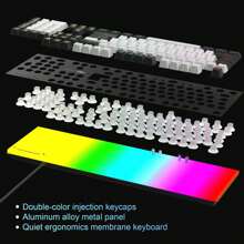 Magegee遊戲鍵盤和滑鼠套裝,真正的rgb背光膜辦公鍵盤,104鍵usb靜音有線鍵盤適用於windows筆記本電腦-黑色/白色