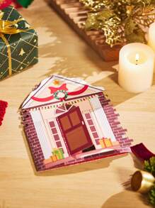 1份聖誕貓屋立體卡片,聖誕節家飾,有趣的貓咪賀卡,她的禮物,感謝卡,手工製作卡片,聖誕節禮物 - 彩色 - 查看 7