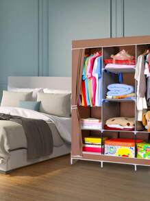 Portable Buildable Wardrobe Closet Aluminum Material And Quality And Resistant Fabric.