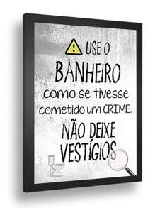 Quadro Decorativo Use o Banheiro Escritório Sala Quarto Hall - Preto - Visão 4