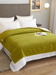 Solid Color Pineapple Plush & Sherpa Electric Blanket, Compatible With 110v American Plug, 3 Heating Settings With Indicator Light, 4 Hour Auto Shut-off. Machine Washable, Ce & Etl Certified. - Green - View 4