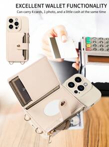 1pc Crossbody PU Leather Phone Case With Card Slot And Mirror Compatible With Iphone 16 Pro Max, Samsung