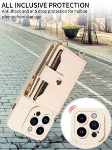 1pc Crossbody PU Leather Phone Case With Card Slot And Mirror Compatible With Iphone 16 Pro Max, Samsung