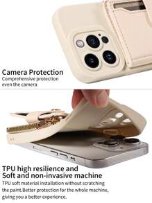 1pc Crossbody PU Leather Phone Case With Card Slot And Mirror Compatible With Iphone 16 Pro Max, Samsung