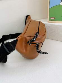 復古風格兒童秋季腰包,簡單字母設計,時尚男女孩小吃斜背包,適用旅行