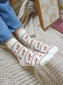 4 cặp/bộ Retro Của phụ nữ Giữa bắp chân Con hươu Vớ - Nhiều màu - Xem 3