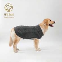 PETS TALE 優質狗狗設計扭結繩索,花卉圖案,鏈條連接,洞,皮革貼布和翻領灰色的套頭毛衣 - 灰色 - 查看 13