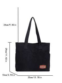 女性時尚大容量多袋肩托包,33x9x27公分,可放置筆記型電腦,簡約風格適用於休閒和度假