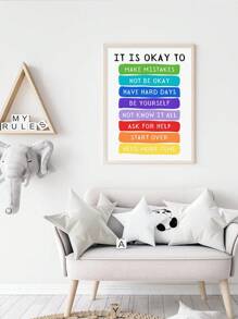 1 pezzo cartellone educativo arcobaleno neutro bohémien, stampa su tela per parete, autoincoraggiamento, suggerimento psicologico positivo, "va bene così", strumento didattico per asilo nido, decorazione camera dei bambini, senza cornice, cartellone moderni per stanza, elementi per decorazione domestica, decorazione per casa, arredamento occidentale, decorazione per bagno, cucina, soggiorno, camera da letto, ufficio