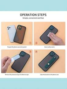 1入組通用黑色手機外殼帶圓環支架帶和桌子支撐架,多功能,適合男人及女人