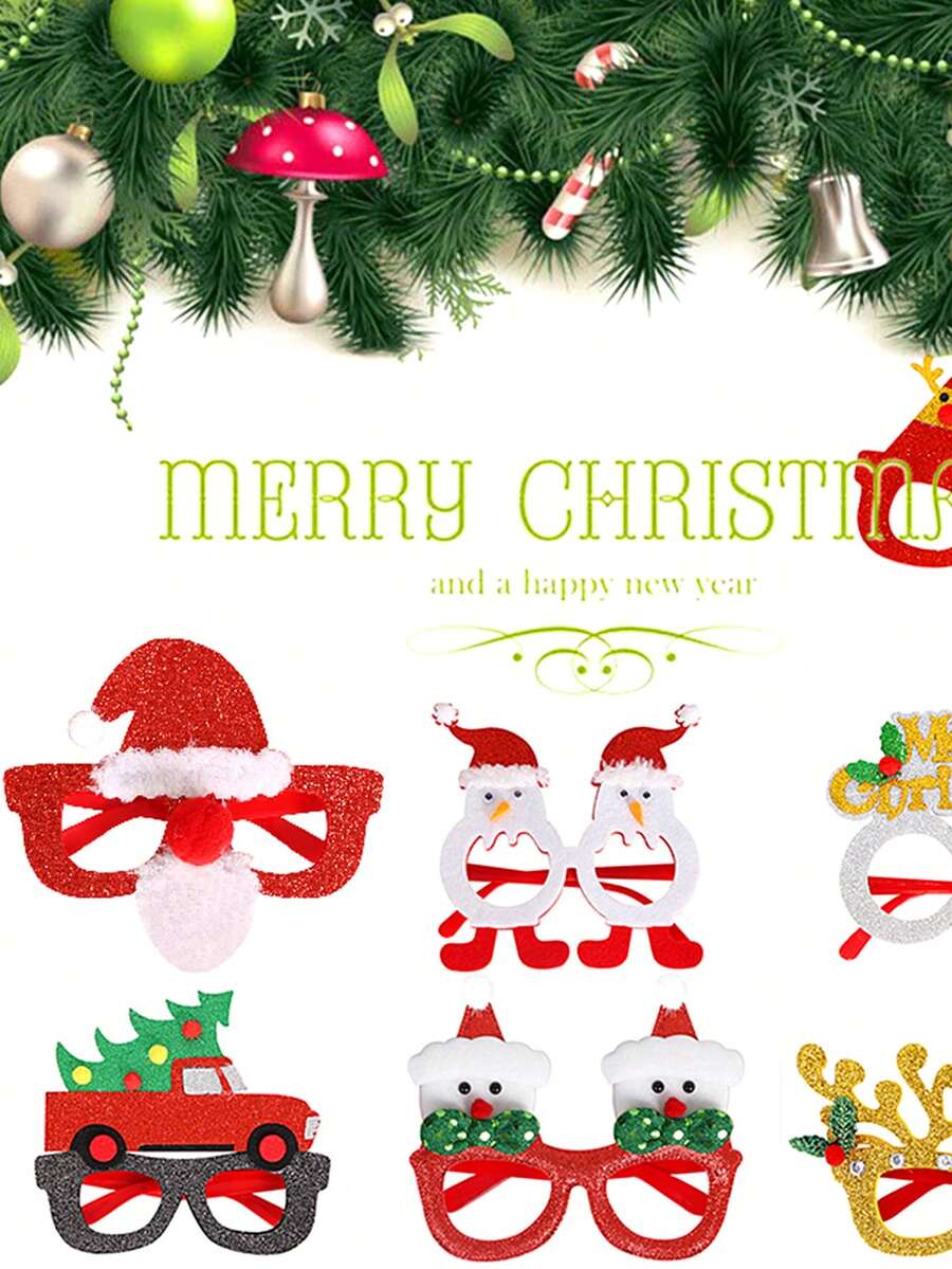 1入組聖誕節裝飾亮片聖誕節眼鏡框,亮片麋鹿、聖誕老人、雪人眼鏡,成人兒童禮物,新年聖誕派對裝飾、照片道具用品