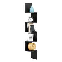 VASAGLE Corner Shelf Wall Mount, 5-Tier Floating Wall Shelf, Corner Bookshelf, Plant Wall Shelf For Bedroom, Living Room, Bathroom, Home Office, 7.9"D X 7.9"W X 49.6"H, Black, White, Brown, Light Grey - 黑色 - 查看 9