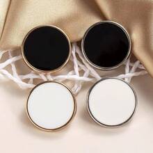 5入組簡約金屬圓形合金扁鈕釦,帶點點紋,油質感,用於襯衫、西裝外套diy,亦可用於高跟鞋 - 彩色 - 查看 6