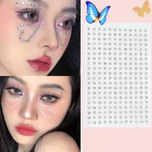 1pc Randomly Selected Eye Makeup Adhesive Sticker Decorated With Rhinestones, Tears And Pearls Halloween