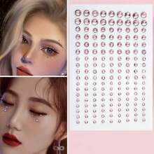 1pc Randomly Selected Eye Makeup Adhesive Sticker Decorated With Rhinestones, Tears And Pearls Halloween