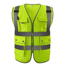 1件高可見性用于安全的反光背心,反光服裝多口袋設計,用於交通建設、夜光服裝、夜間騎行外套 - 黃色 - 查看 8