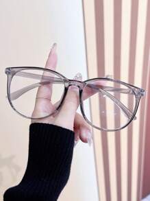 女士超輕超大眼鏡;防藍光保護眼睛,瘦臉;普通玻璃框