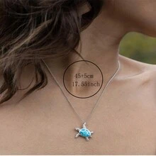 1pc Ins Style Simple Turtle Pendant Necklace For Women, Ideal Gift For Girlfriend & Best Friend - Royal Blue - View 5
