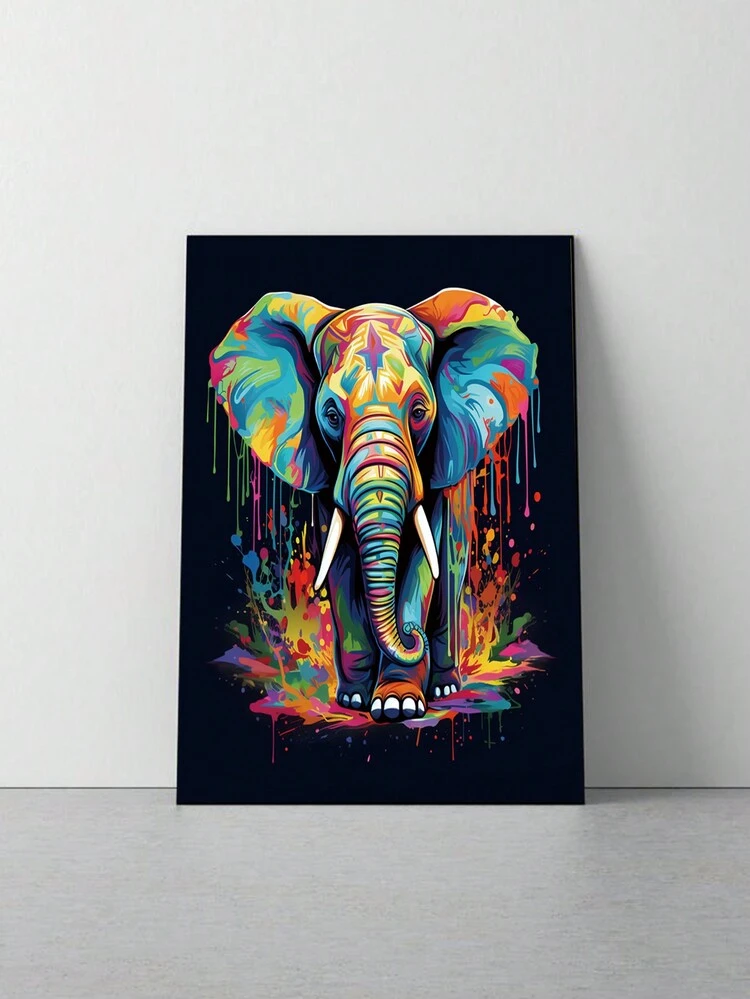 Stampa Su Tela Elefante Astratto Multicolore – Quadro Contemporaneo – Varie Misure