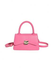 Mini Fashionable Crossbody Bag Solid Color Handbag Korean Style Small Square Bag - Pink - View 2