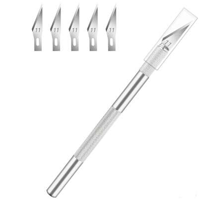 1 Peça Faca De Gravação De Liga De Alumínio Com 5 Lâminas Substituíveis, Ferramentas Para Gravação/diy/artesanato De Papel, Carimbo De Borracha, Madeira, Etc.