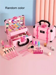 女孩迷你化妆包套装 儿童表演手提包 公主化妆包（里面三层都是塑料层） 公主角色扮演玩具 生日礼物 节日礼物 新年礼物 圣诞礼物 - 粉色 - 查看 3