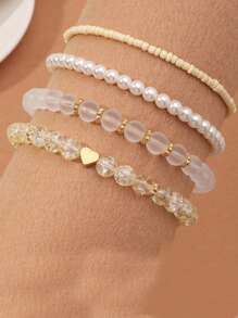 4 Pulseras Blancas - Blanco - Ver 1