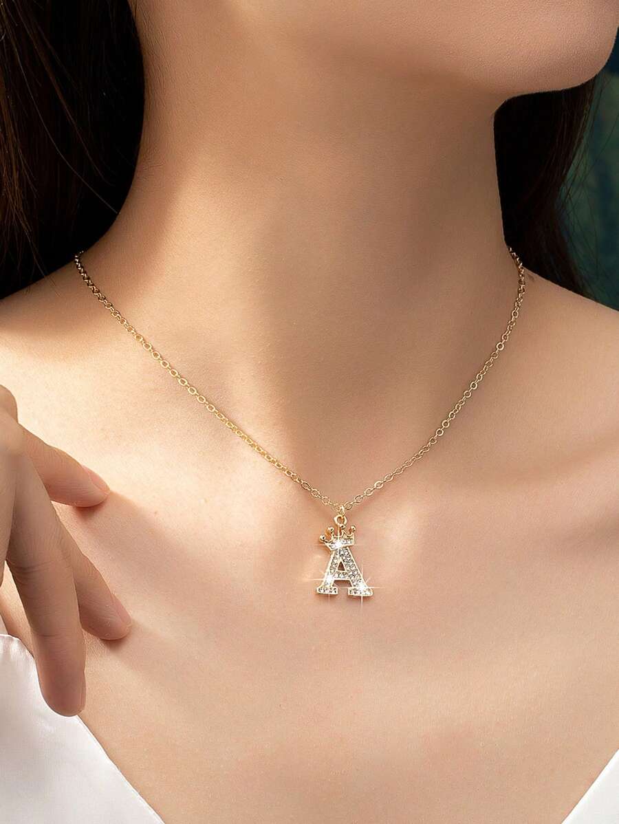 Single Layer 26 Alphabet Monogram Necklace, Golden Color, Perfect Summer Vacation Accessory/gift For Friend - Yellow Gold - View 1