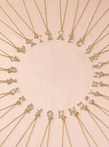 Single Layer 26 Alphabet Monogram Necklace, Golden Color, Perfect Summer Vacation Accessory/gift For Friend - Yellow Gold - View 2