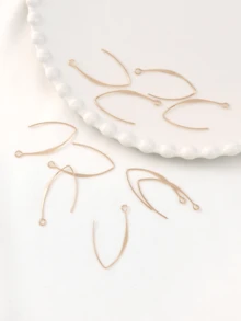 10入組銅金色調簡約 V 型誇張耳環鉤 - 金黃色 - 查看 1