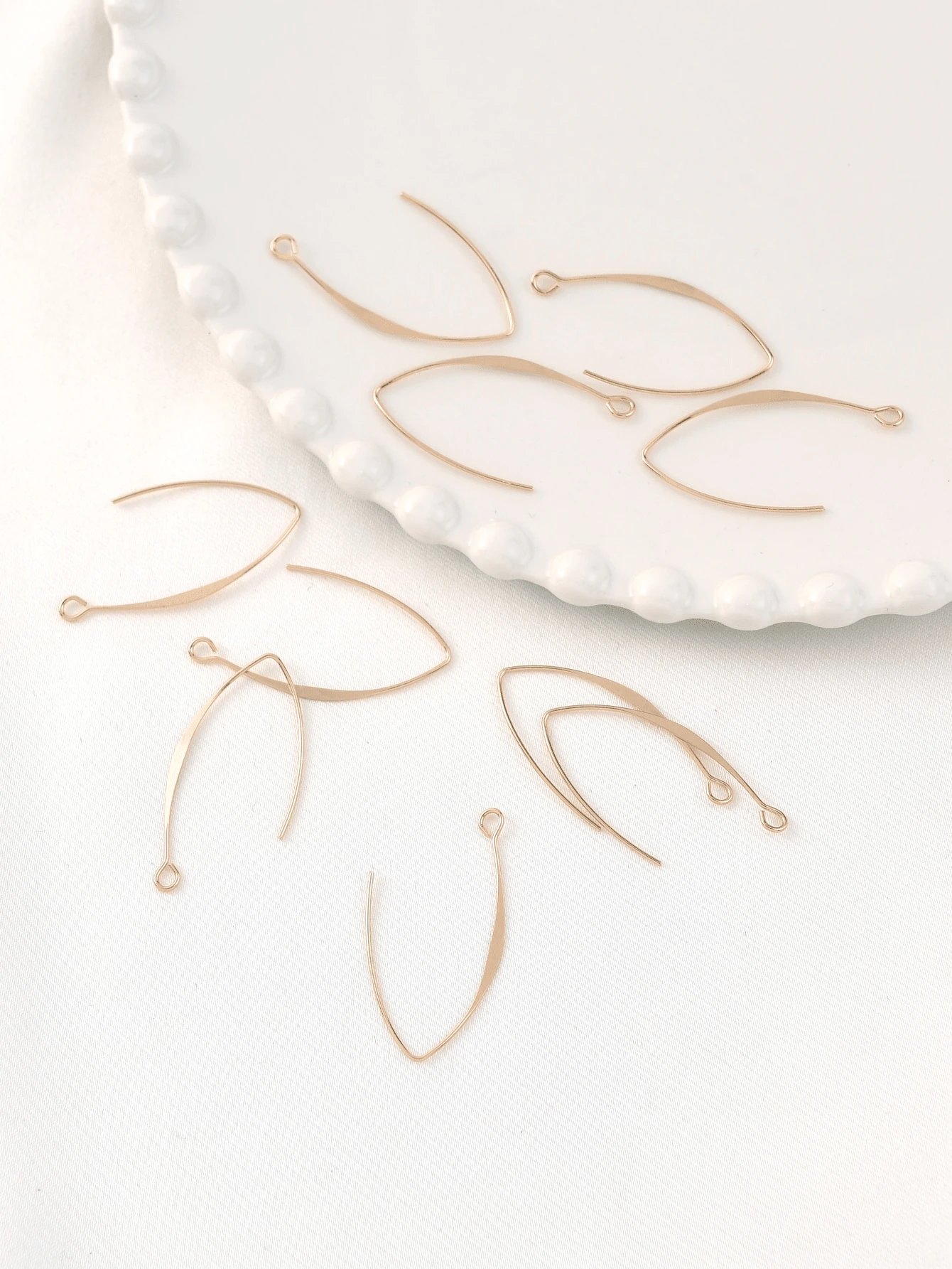 10入組銅金色調簡約 V 型誇張耳環鉤 - 金黃色 - 查看 1