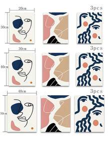3入組幾何線條和彩色塊圖案抽象藝術畫,適用於家居裝飾 - 彩色 - 查看 7