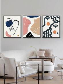 3入組幾何線條和彩色塊圖案抽象藝術畫,適用於家居裝飾 - 彩色 - 查看 1