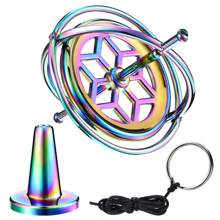 1 件陀螺儀玩具金屬反重力旋轉台陀螺儀飛行運動平衡物理玩俱生日多彩禮物 - 彩色 - 查看 1