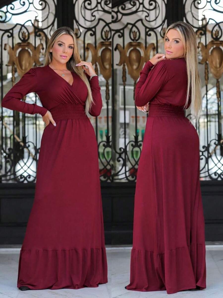 Women Dresses - Màu Đỏ Sâu - Xem 1